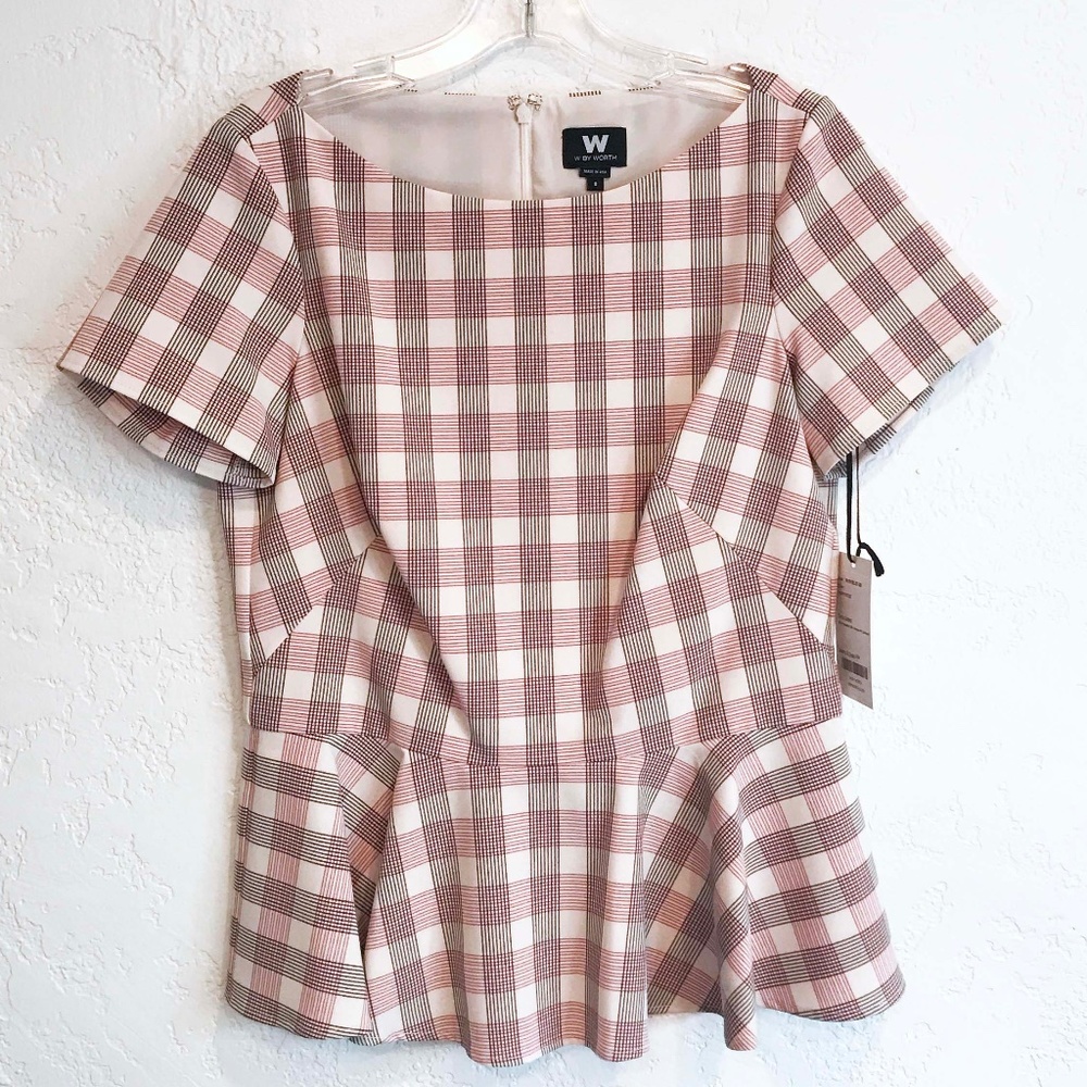 W by Worth Peplum Blouse, Sz 8 Lined Bodice, NWT Great Career Workplace …